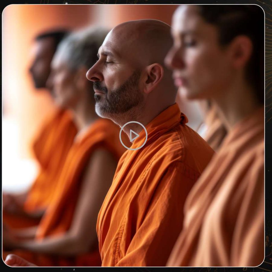 Seated practitioners in meditation